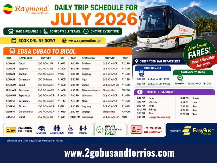Raymond-Bus-EDSA-Cubao-to-Bicol-Schedule-Fare-Guide-July-2026