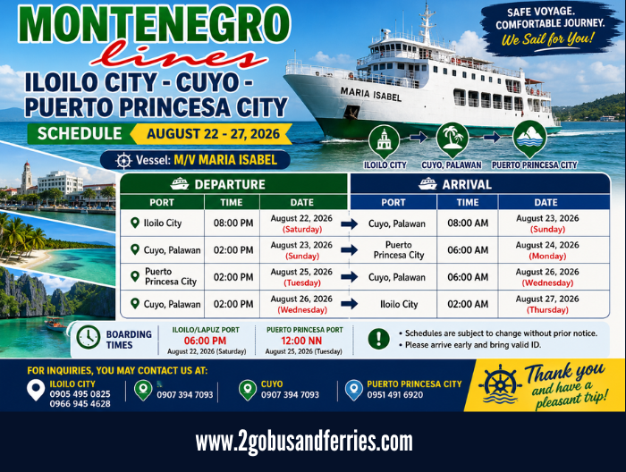 Montenegro-Lines-Iloilo–Cuyo–Puerto-Princesa-Schedule-2026