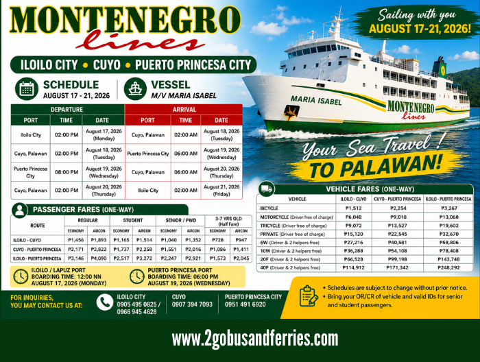 Montenegro-Lines-Iloilo–Cuyo–Puerto-Princesa-Schedule-Fares-2026